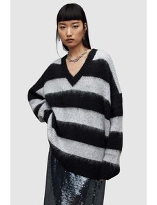 AllSaints maglione in misto lana LOU SPARKLE VNECK donna colore nero