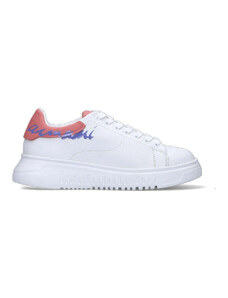 EMPORIO ARMANI Sneaker donna bianca/rosa in pelle SNEAKERS