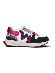 WOMSH Sneaker donna bianca/fucsia/nera in pelle SNEAKERS