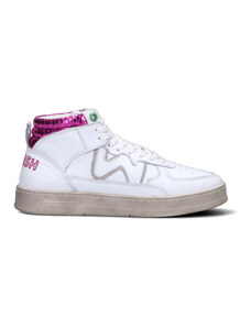 WOMSH Sneaker donna bianca/fucsia in pelle SNEAKERS