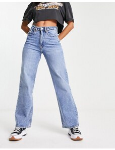 Only - Juicy - Jeans a vita alta con fondo ampio blu medio