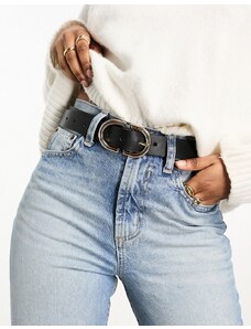 ASOS DESIGN - Cintura da jeans per vita e fianchi nera con fibbia oro-Nero
