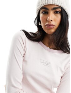 Levi's - T-shirt a maniche lunghe rosa con logo piccolo e bordi a contrasto