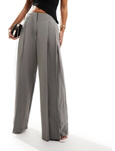 Y.A.S - Pantaloni a fondo ampio grigi con dettaglio a pieghe-Grigio