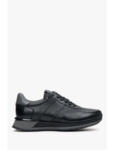 Men's Black Athletic Sneakers made of Genuine Leather Estro ER00113798