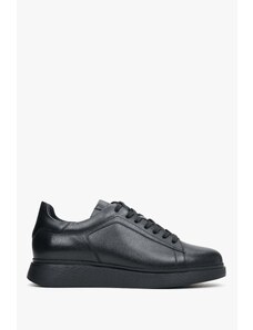 Men's Black Low Top Sneakers made of Genuine Leather Estro ER00113795