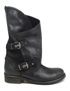 In Time Stivali Biker Boots Asimmetrici Estivi "MT/A" - Nabuk Nero