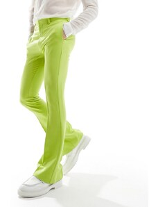 ASOS DESIGN - Pantaloni skinny eleganti a zampa color chartreuse-Verde