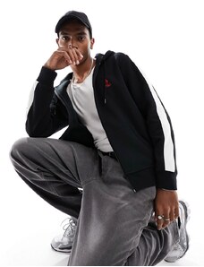 Polo Ralph Lauren - Icon - Felpa con cappuccio nera con zip, fettuccia e logo in coordinato-Nero