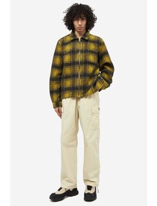 Stussy Giacca WOOL PLAID ZIP in cotone giallo