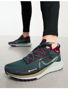 Nike Running - React Pegasus Trail 4 Gore-TEX - Sneakers kaki e rosso granata-Verde