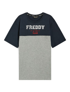 Freddy T-shirt in jersey bicolore con stampa college