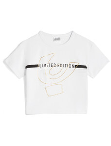 Freddy T-shirt da bambina corta in vita con maxi logo sul fronte