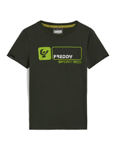 Freddy T-shirt bambino manica corta con maxi logo fluo