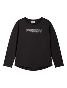 Freddy T-shirt manica lunga con logo argentato e fondo stondato