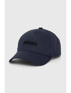 HUGO berretto da baseball in cotone colore blu con applicazione