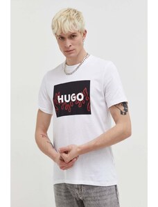 HUGO t-shirt in cotone uomo colore bianco