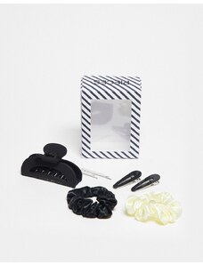 Pieces - Set regalo natalizio con accessori per capelli neri e bianchi-Multicolore