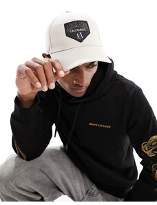 Armani Exchange - Cappello con visiera beige chiaro con logo-Neutro