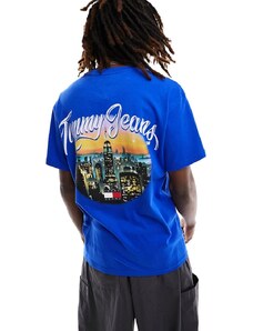 Tommy Jeans - T-shirt comoda blu con stampa vintage di città