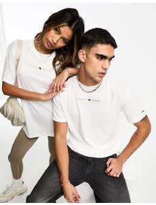 Tommy Jeans - T-shirt unisex vestibilità classica bianca con logo dorato-Bianco