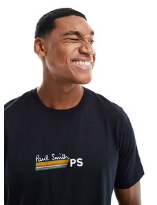 PS Paul Smith - T-shirt blu navy con logo a righe sul petto