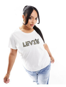 Levi's Plus - Perfect - T-shirt bianca con logo sul petto leopardato-Bianco