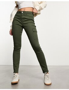 New Look - Jeans skinny cargo kaki-Verde