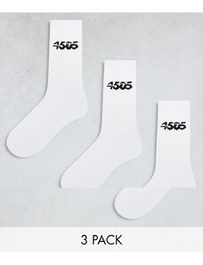 ASOS 4505 - Confezione da 3 paia di calzini sportivi bianchi-Bianco