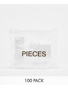 Pieces - Confezione da 100 elastici per capelli trasparenti-Trasparente
