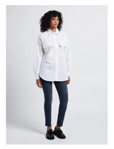 LIU JO - Camicia over borchie, Colore Bianco, Taglia Standard Donna 38