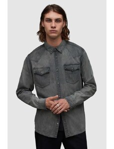 AllSaints camicia in cotone Orbit uomo colore grigio