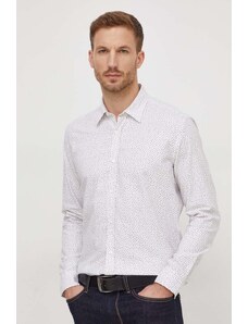 BOSS camicia in cotone uomo colore bianco