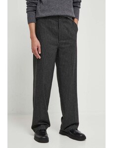 Samsoe Samsoe pantaloni in misto lana colore grigio