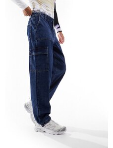 ASOS DESIGN - Jeans extra larghi lavaggio blu scuro con tasche cargo