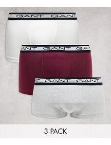 GANT - Confezione da 3 paia di boxer aderenti con elastico in vita con logo colore bianco/grigio/rosso-Multicolore