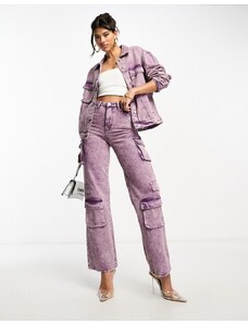 Kyo The Brand - Jeans a fondo ampio lilla metallizzati con tasche in coordinato-Viola
