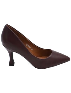 Malu Shoes Decollete' scarpa donna a punta in pelle bordeaux opaca con tacco cono 7 cm comoda elegante stabile