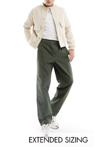 ASOS DESIGN - Pantaloni comodi kaki con vita elasticizzata-Verde