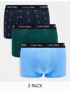 Calvin Klein - Cotton Stretch - Confezione da 3 paia di boxer aderenti a vita bassa multicolore