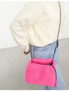 Claudia Canova - Borsetta a mano in pelliccia sintetica rosa con tracolla