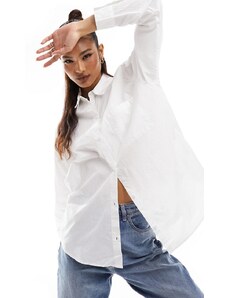 Pull&Bear - Camicia oversize in popeline bianca-Blu