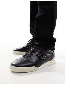PS Paul Smith - Dover - Sneakers in pelle nere con suola bianca e riga laterale-Nero