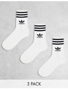 adidas Originals - Confezione da 3 paia di calzini alla caviglia bianchi-Bianco