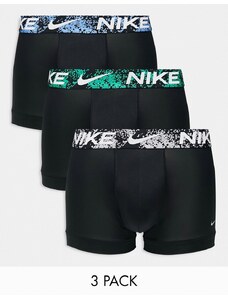 Nike - Dri-Fit Essential Micro - Confezione da 3 paia di boxer aderenti neri in microfibra Dri-Fit con vita elasticizzata tie-dye-Nero
