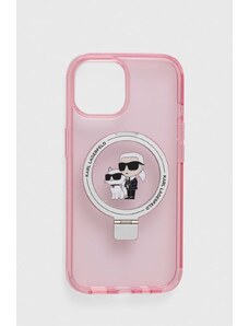 Karl Lagerfeld custodia per telefono iPhone 15 6.1 colore rosa