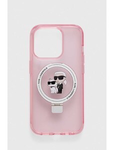 Karl Lagerfeld custodia per telefono iPhone 15 Pro 6.1 colore rosa