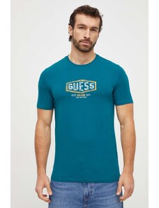 Guess t-shirt in cotone uomo colore turchese