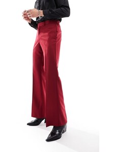 ASOS DESIGN - Pantaloni a zampa eleganti rossi-Rosso