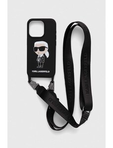 Karl Lagerfeld custodia per telefono iPhone 15 Pro 6.1 colore nero